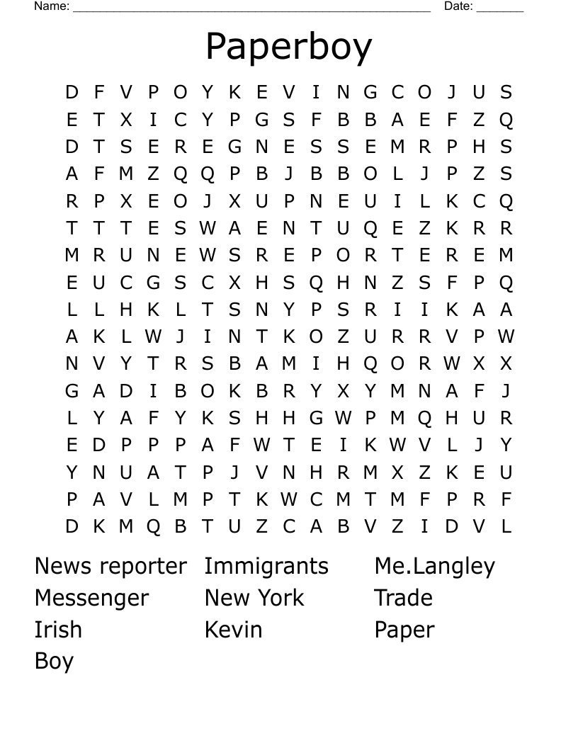 Paperboy  Word Search