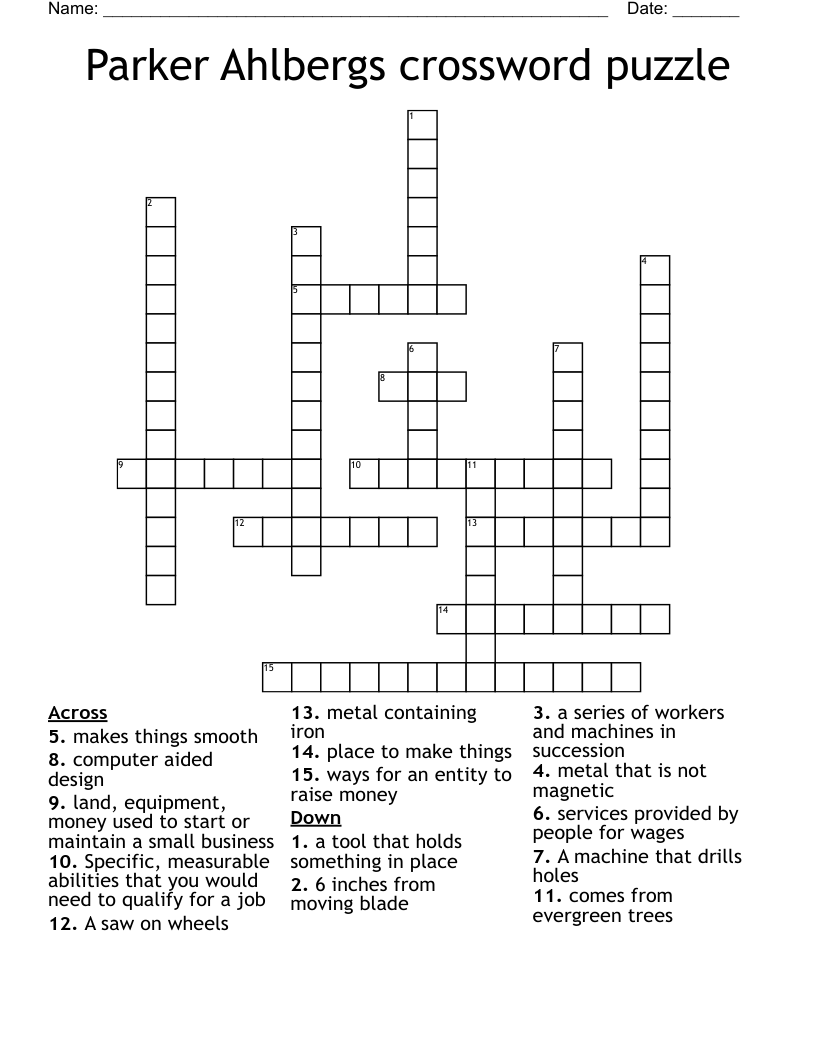 Parker Ahlbergs crossword puzzle
