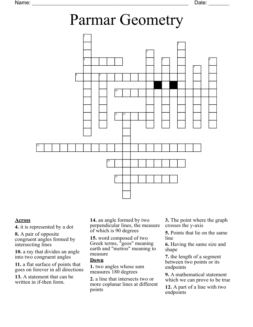Parmar Geometry Crossword