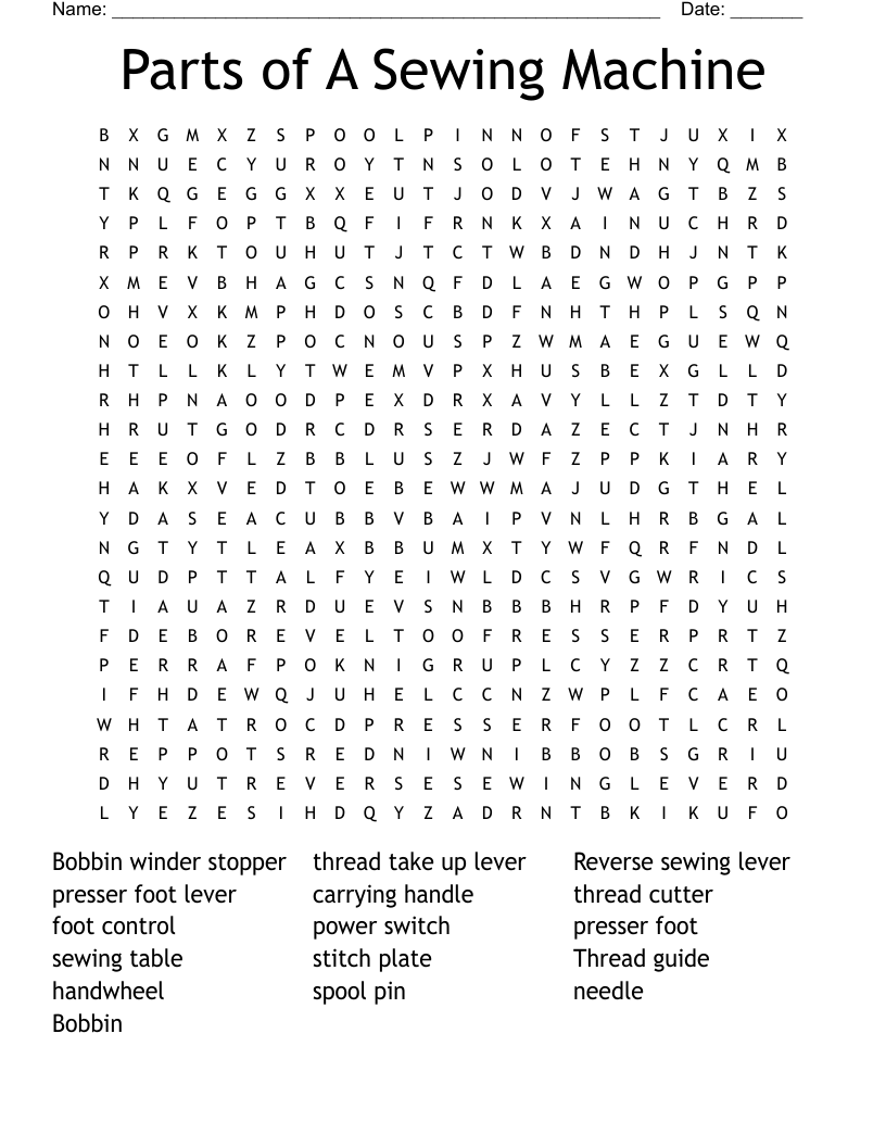 Similar To Sewing Machine Word Search WordMint
