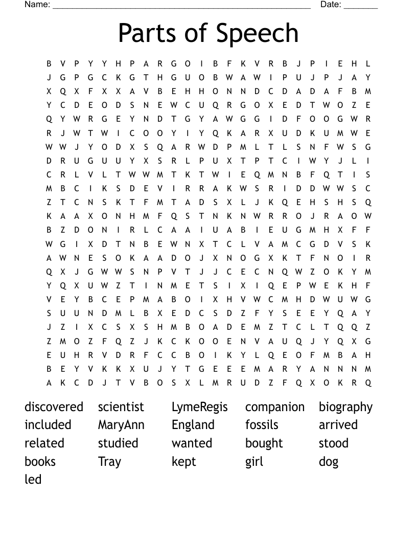 Parts Of Speech Word Search WordMint