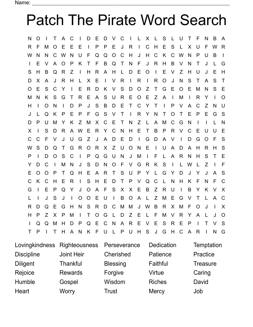 Patch The Pirate Word Search