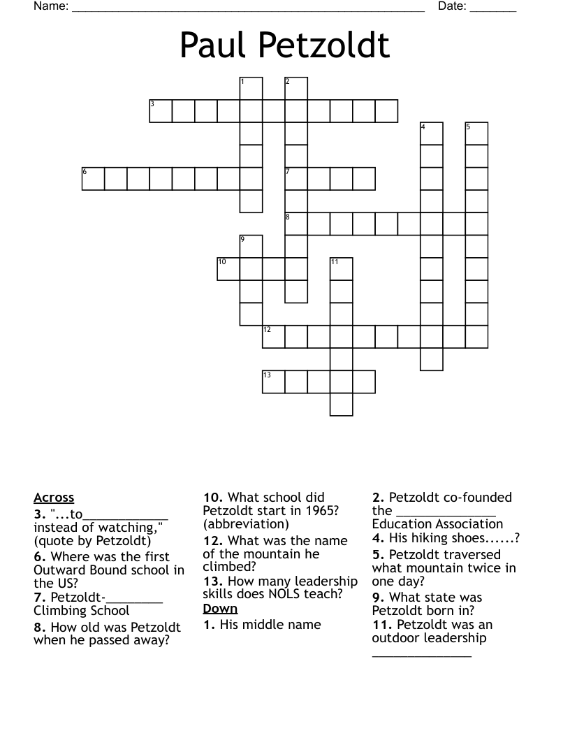 Paul Petzoldt Crossword