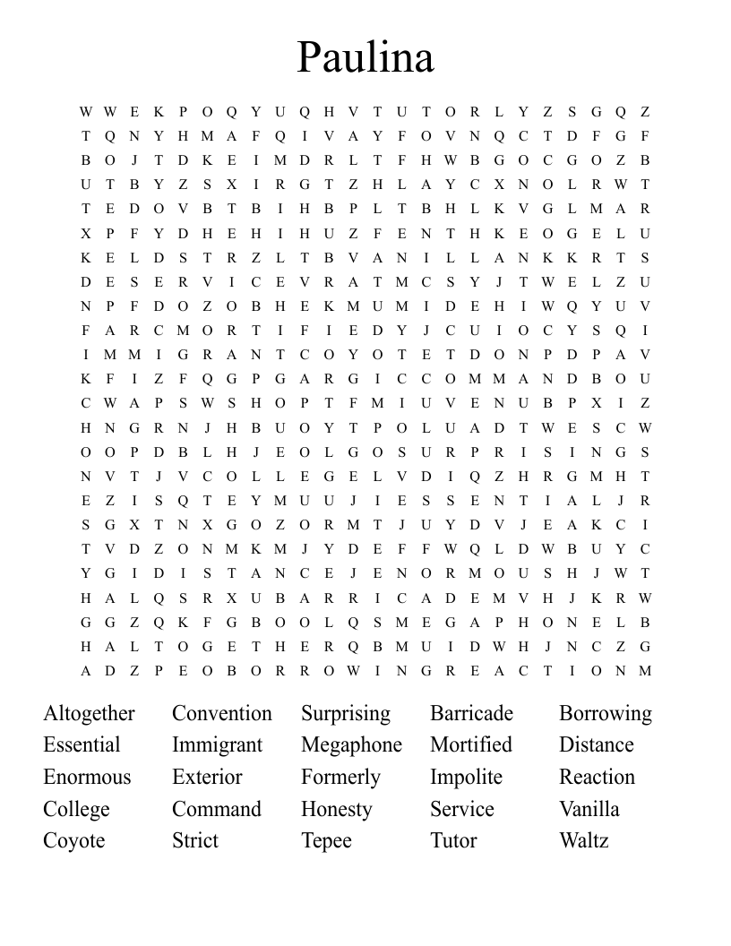 Paulina Word Search WordMint Paulina Word Search WordMint