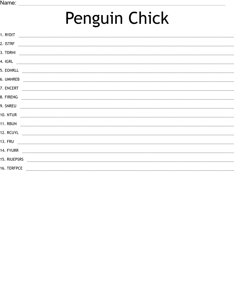 Penguin Chick Word Scramble