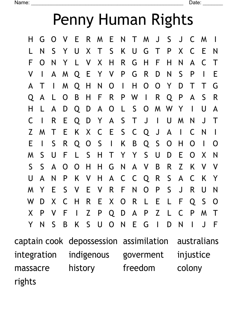 Penny Human Rights Word Search