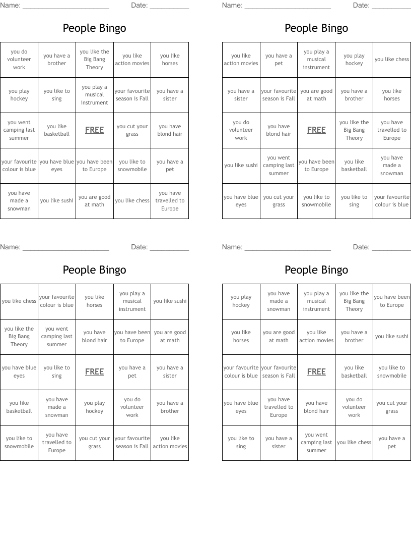 People Bingo