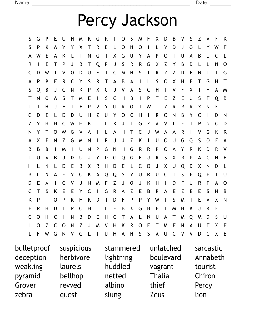 Percy Jackson Word Search