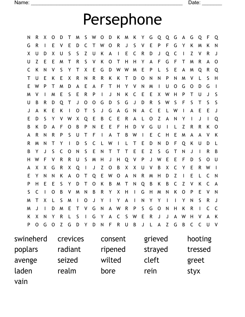 Persephone Word Search