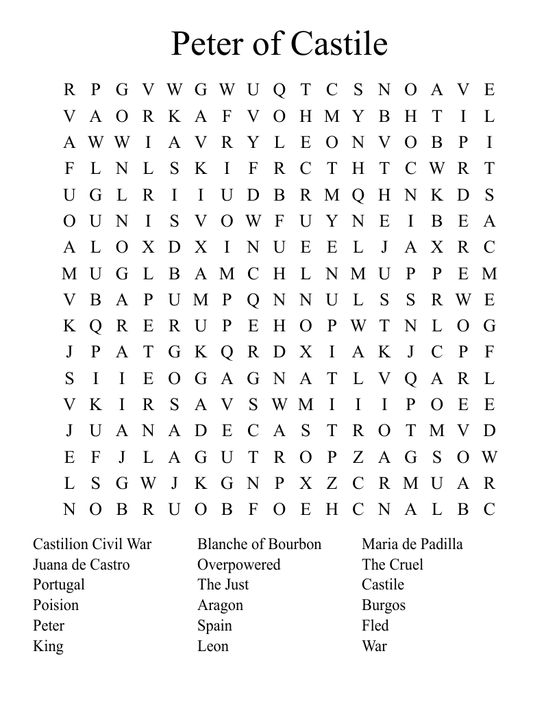 Peter of Castile Word Search