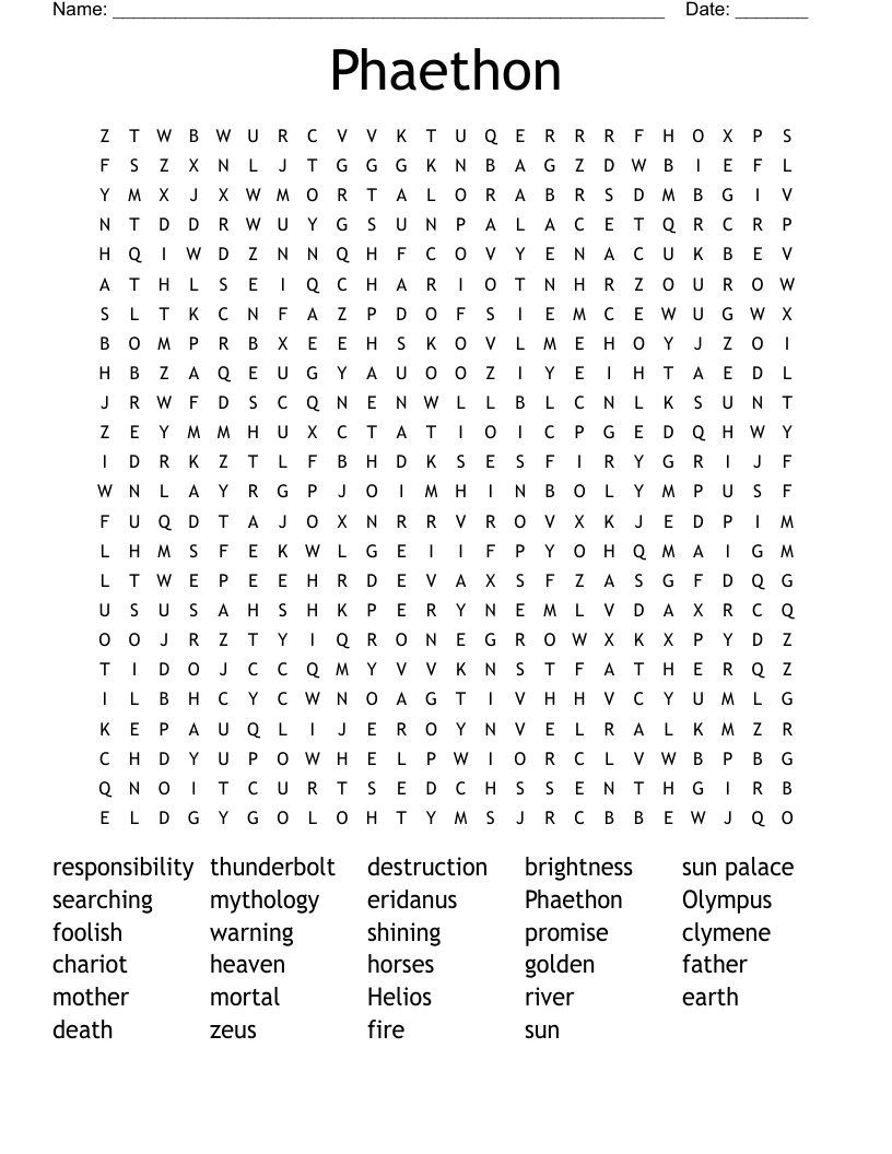 Phaethon Word Search
