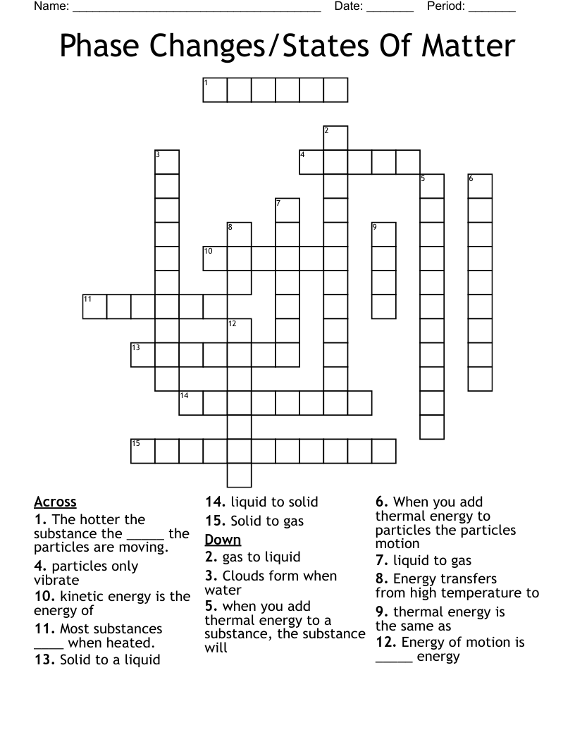 Phase Change Worksheet Answers