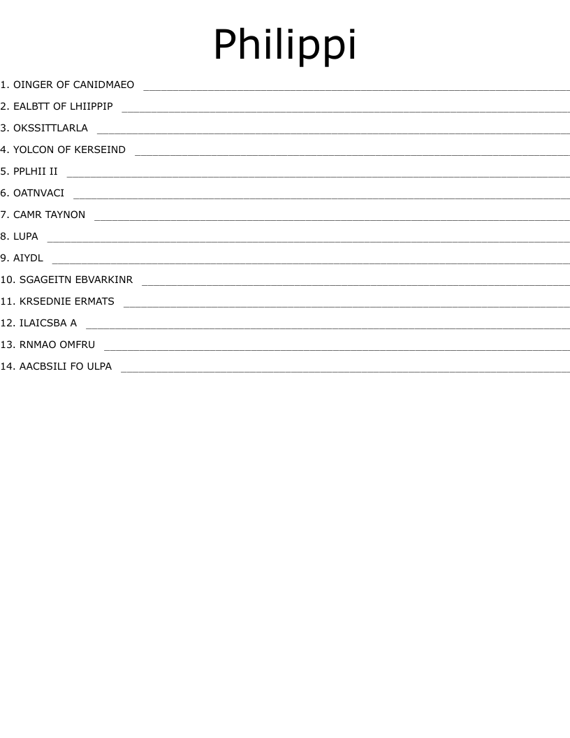 Philippi Word Scramble