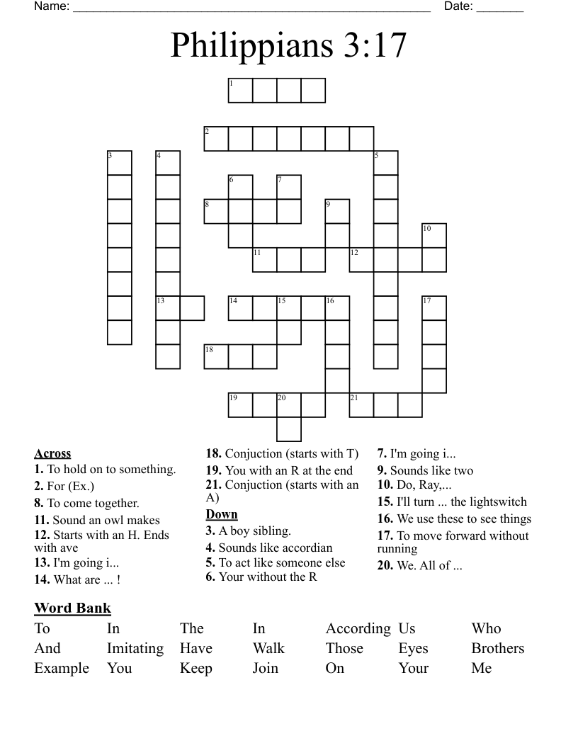 Philippians 3:17 Crossword