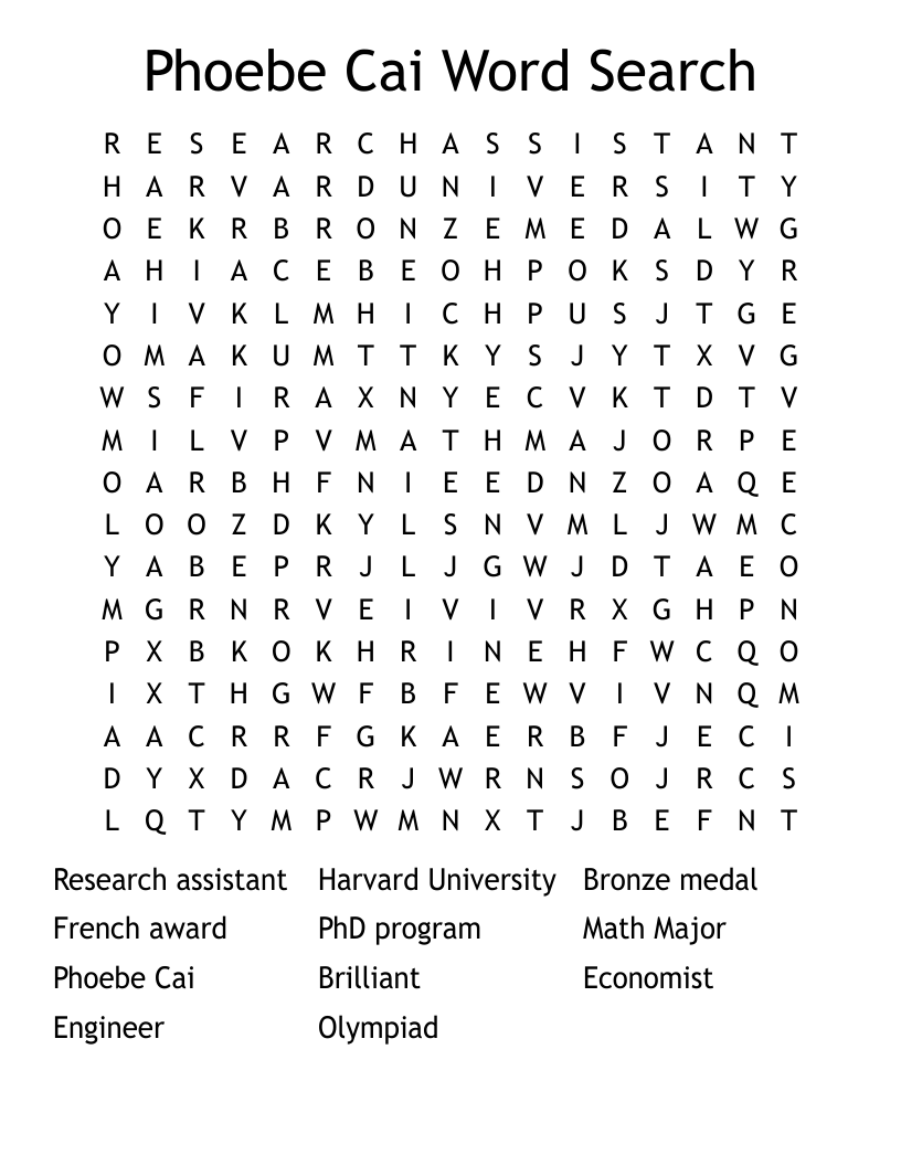 Phoebe Cai Word Search