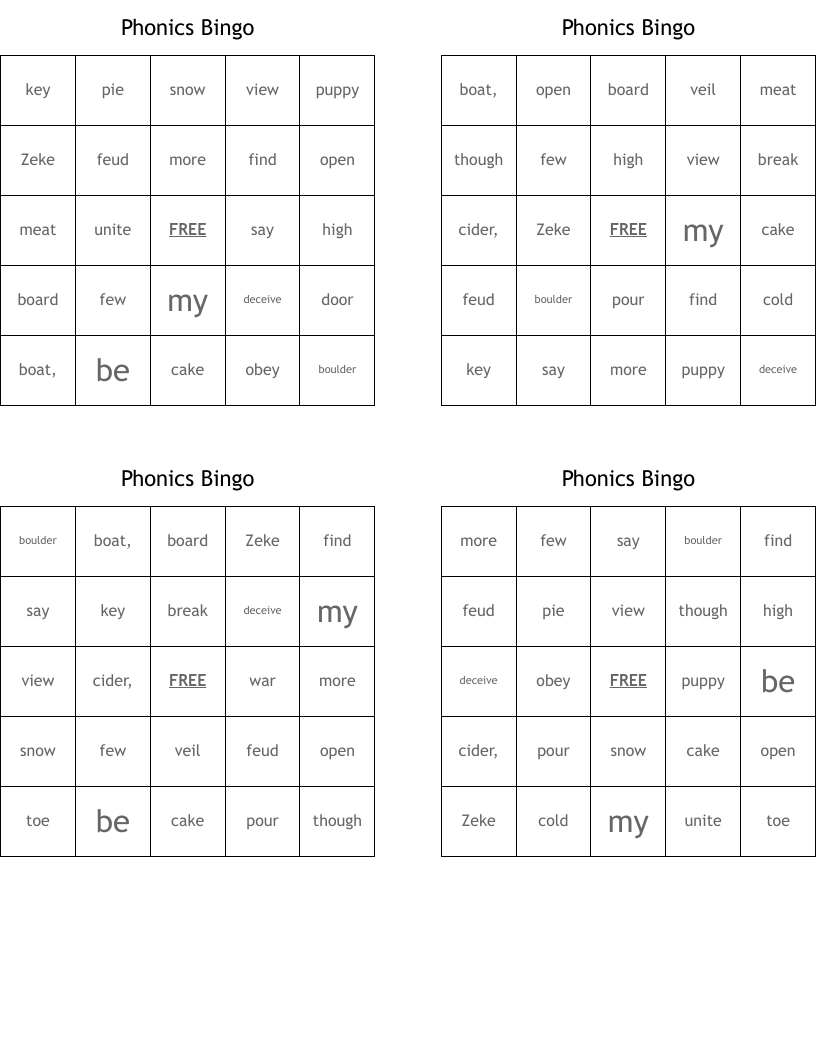 Phonics Bingo