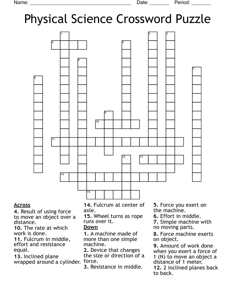 Physical Education Crossword Puzzles