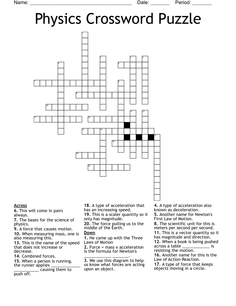 Physics Crosswords Word Searches Bingo Cards WordMint