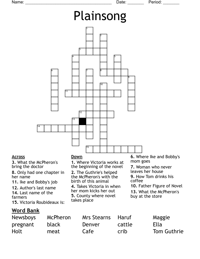 Plainsong Crossword