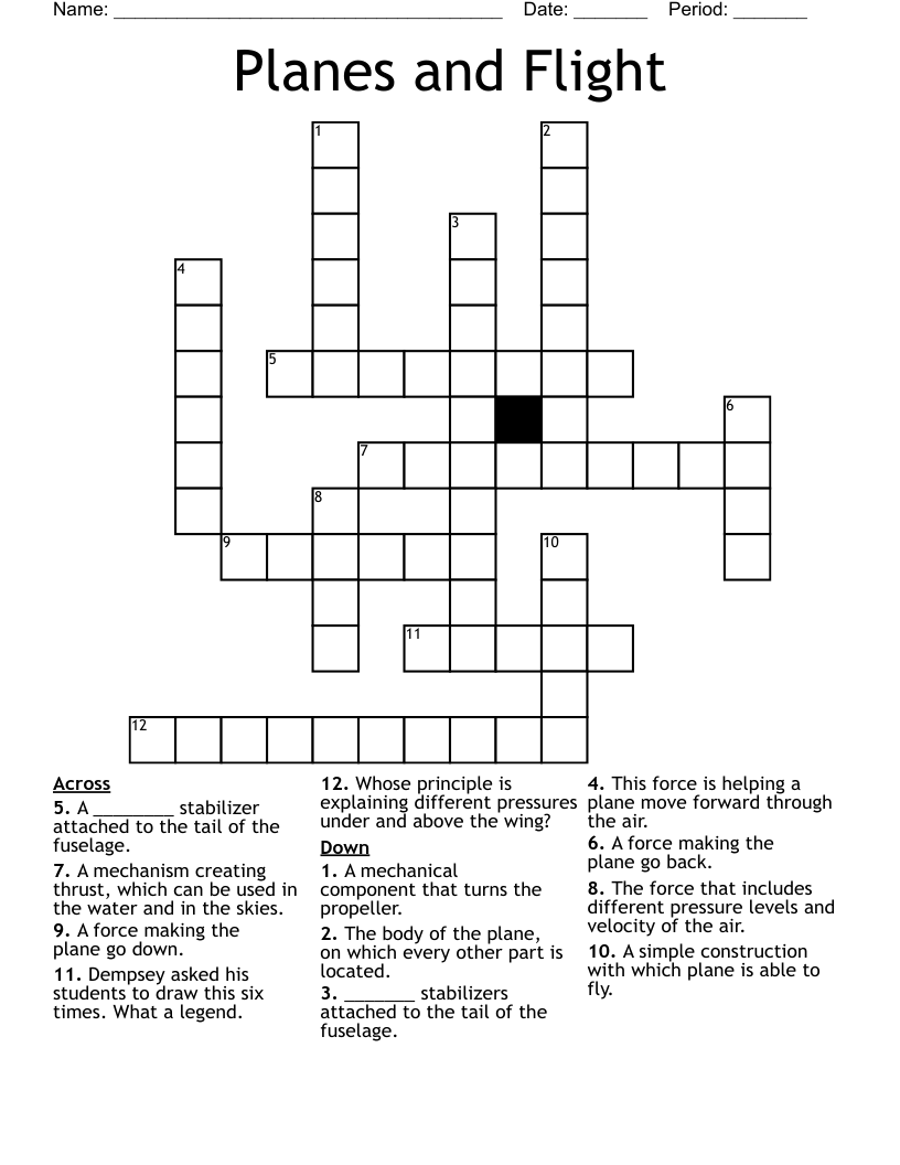 Planes And Flight Crossword WordMint