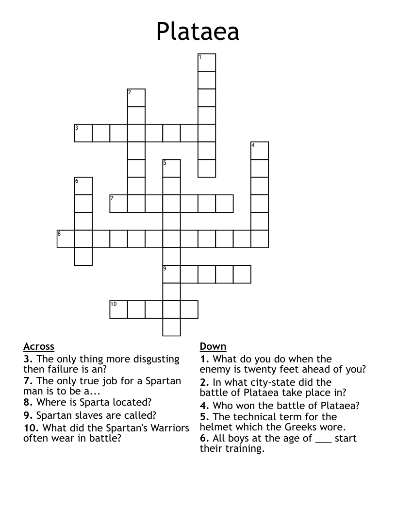 Plataea Crossword