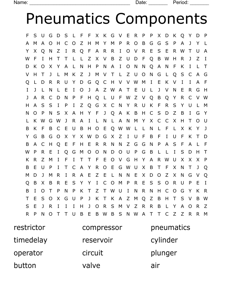 Pneumatics Components Word Search