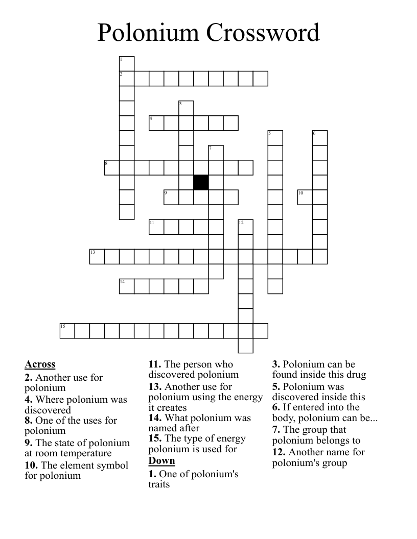 Polonium Crossword