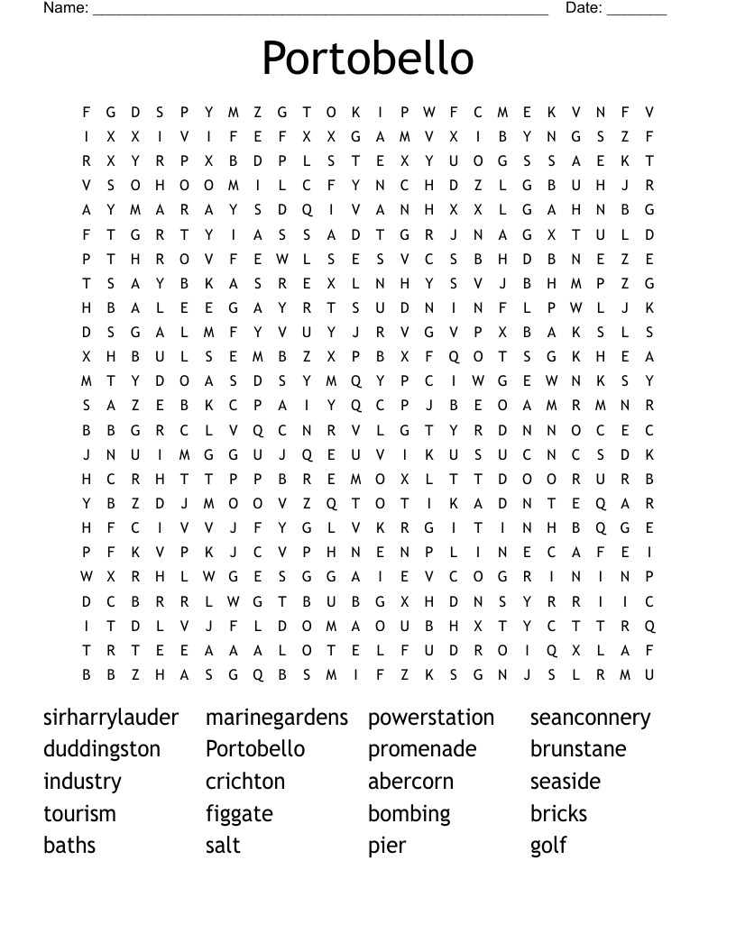 Portobello Word Search WordMint