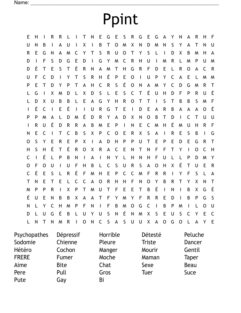 Ppint Word Search