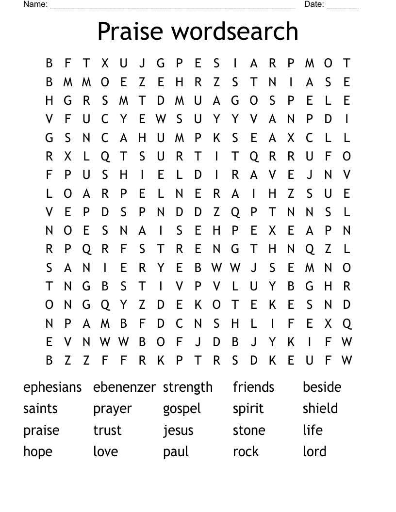 Praise wordsearch