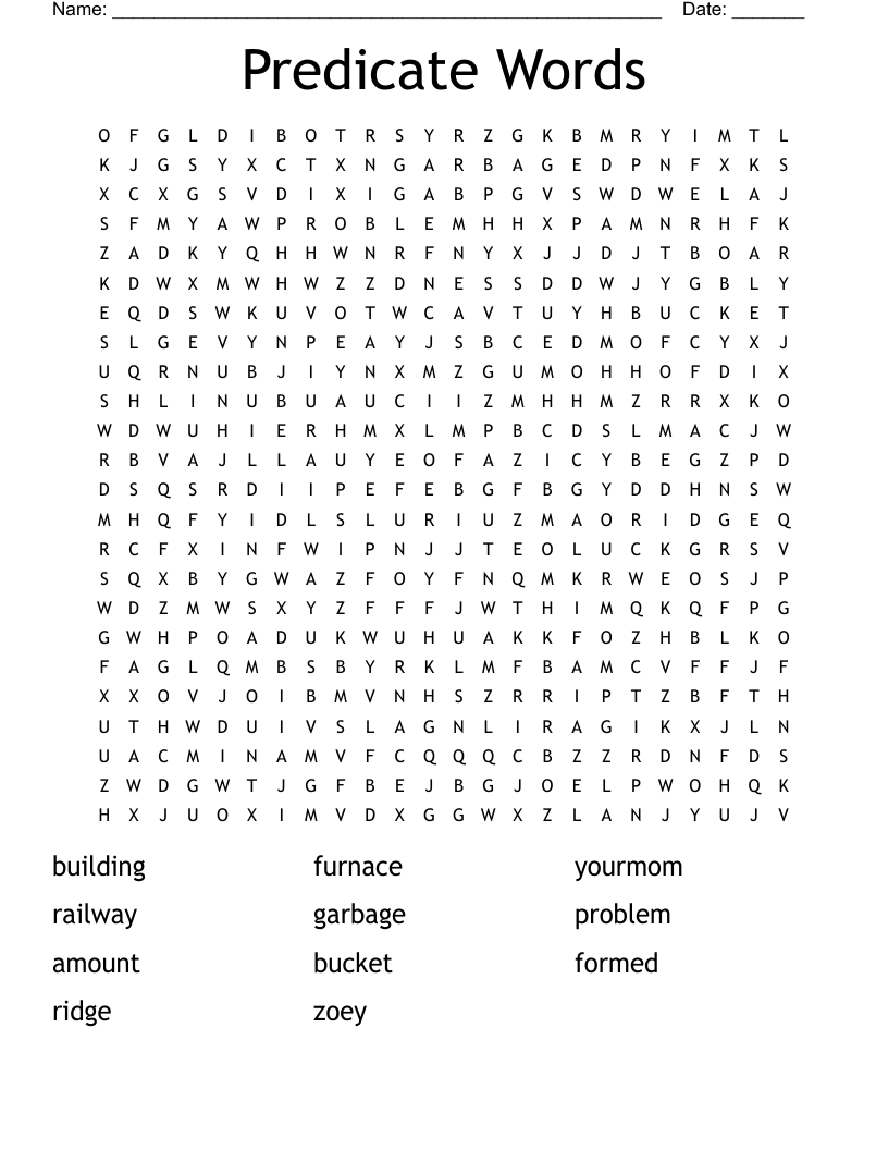 Predicate Words Word Search