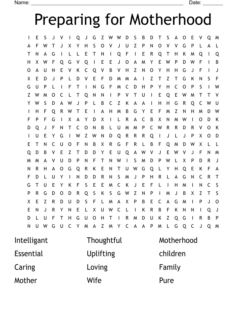 preparing-for-motherhood-word-search-wordmint