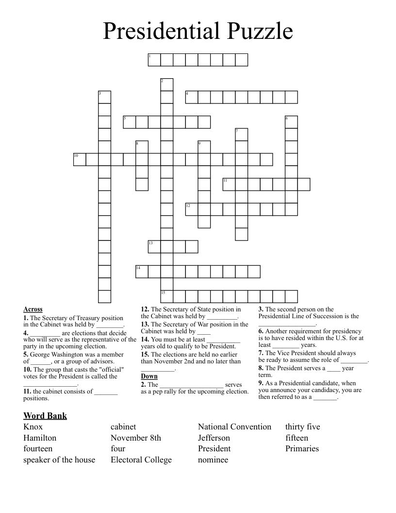 POTUS Crossword WordMint