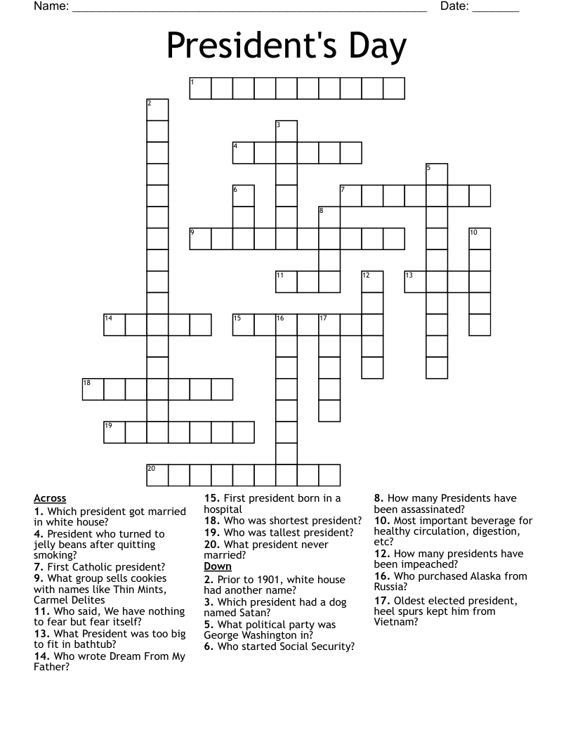 President's Day Crossword