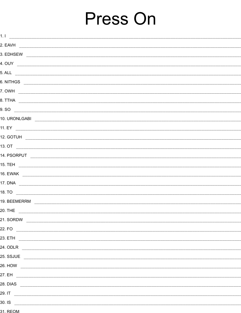 Press On Word Scramble