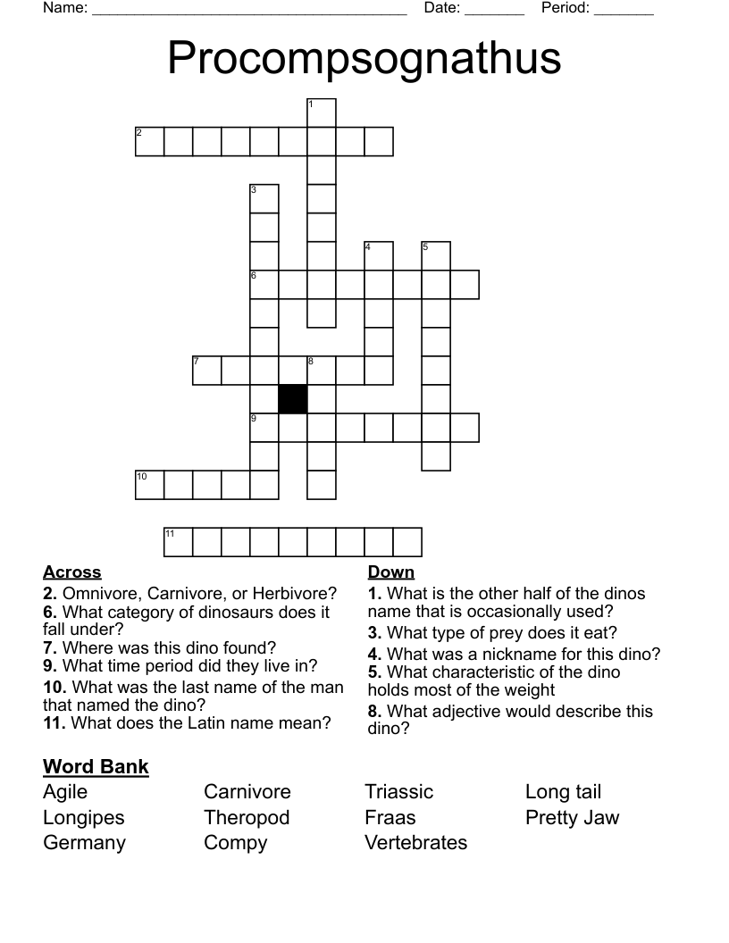 Procompsognathus Crossword