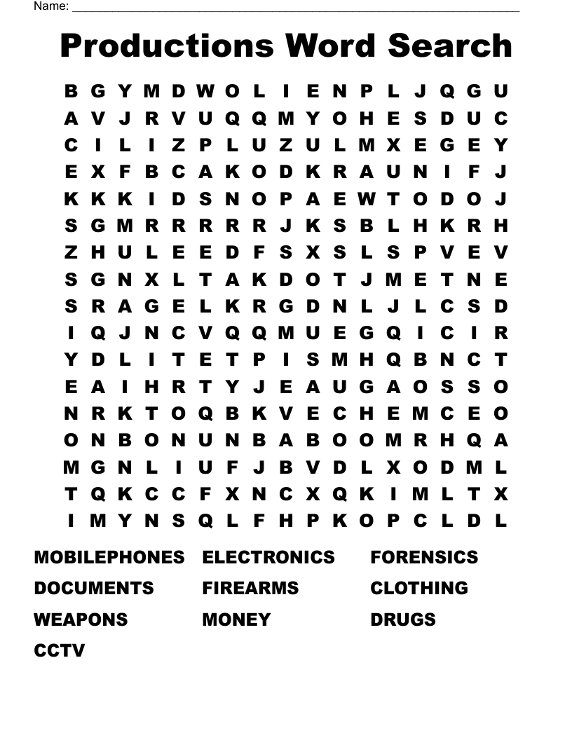 Productions Word Search