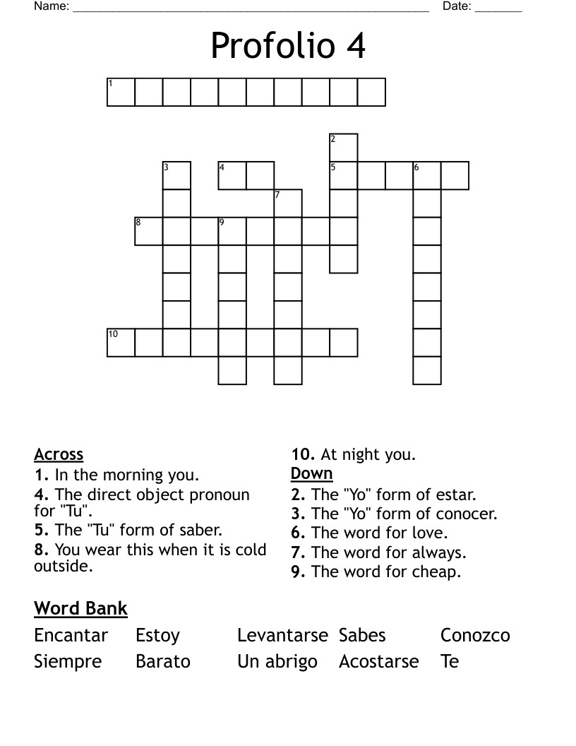 Profolio 4 Crossword