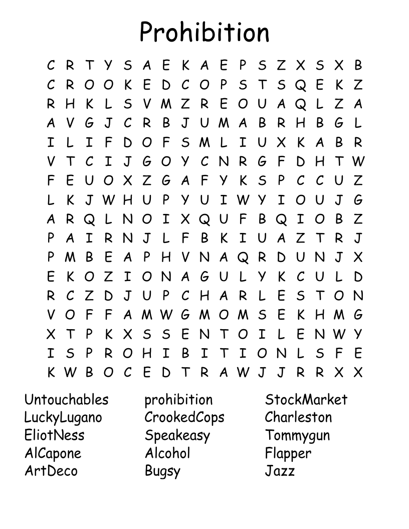 Prohibition Word Search