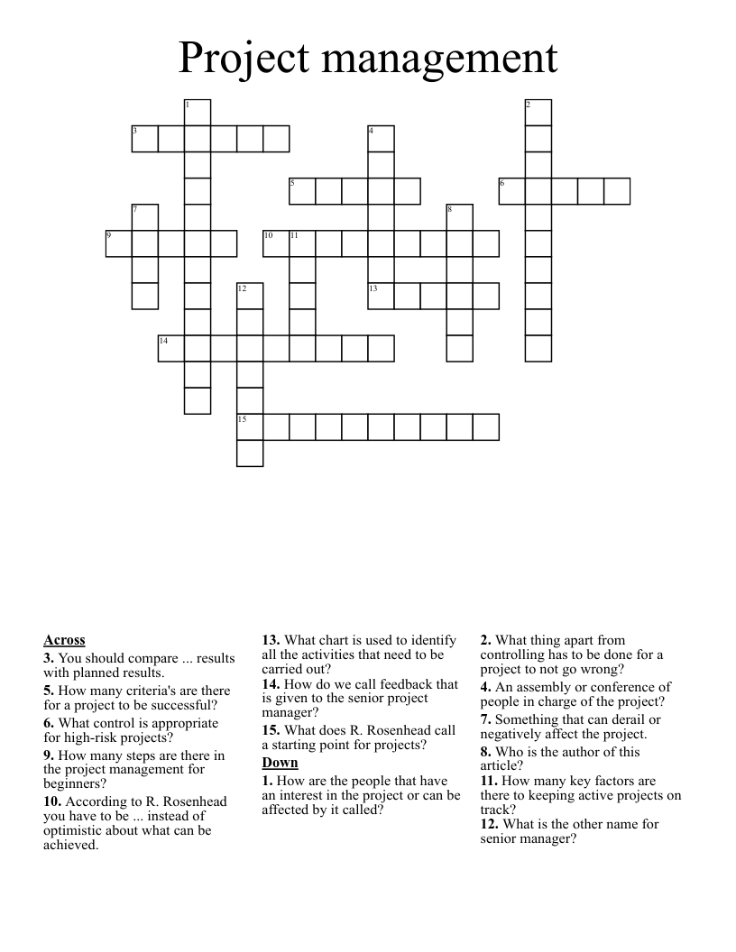 Project Management Crossword WordMint