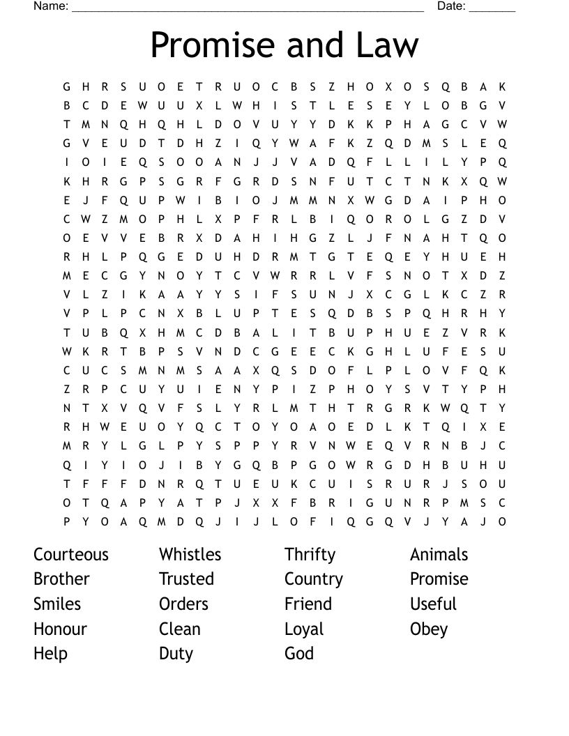 Promise and Law  Word Search