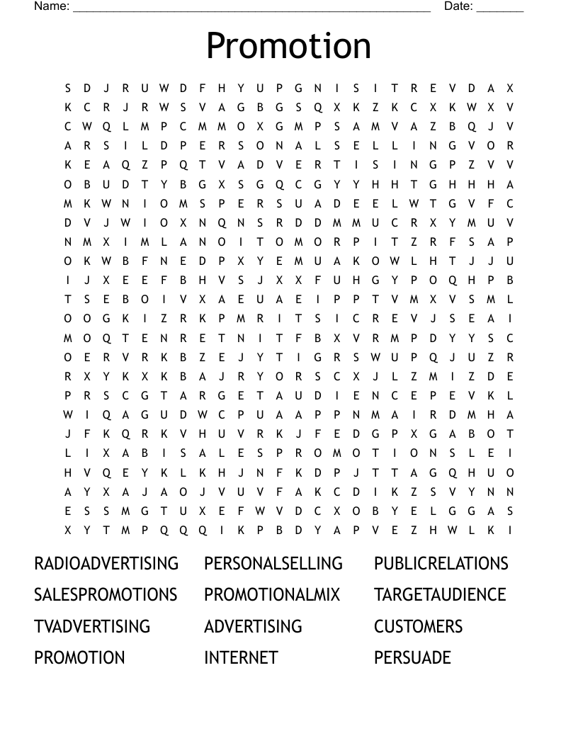Promotion Word Search
