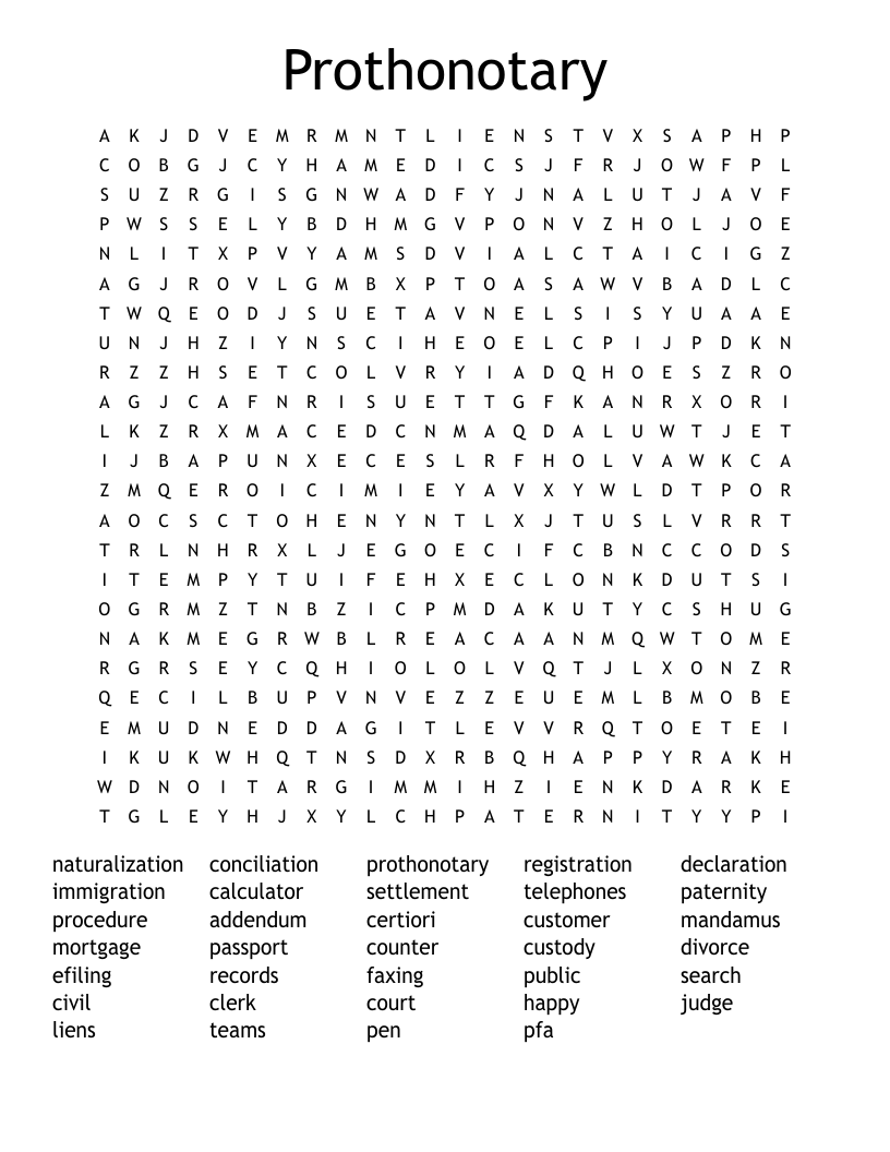 Prothonotary Word Search WordMint