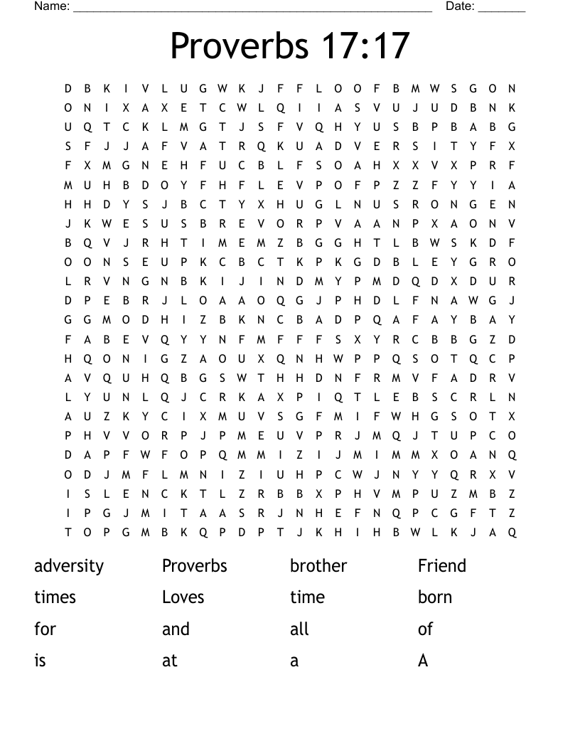 Proverbs 17:17 Word Search