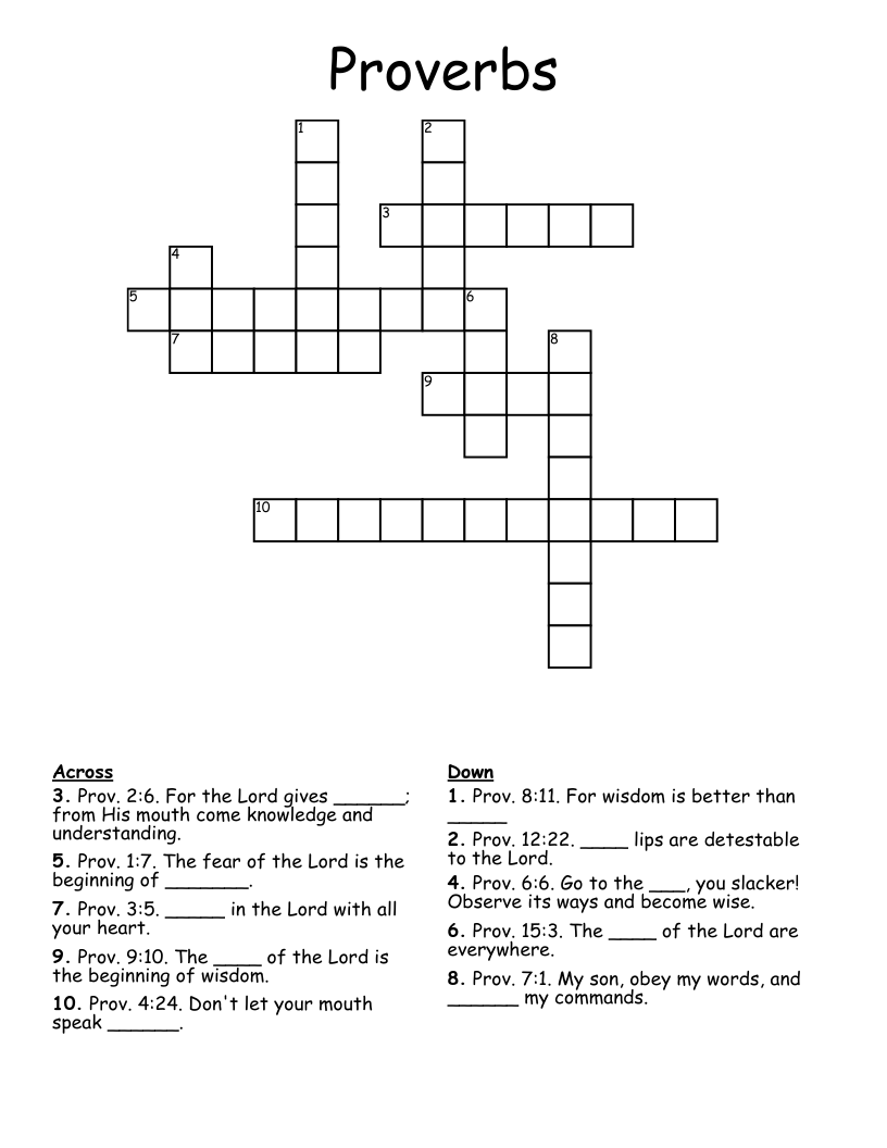 Proverbs Crossword