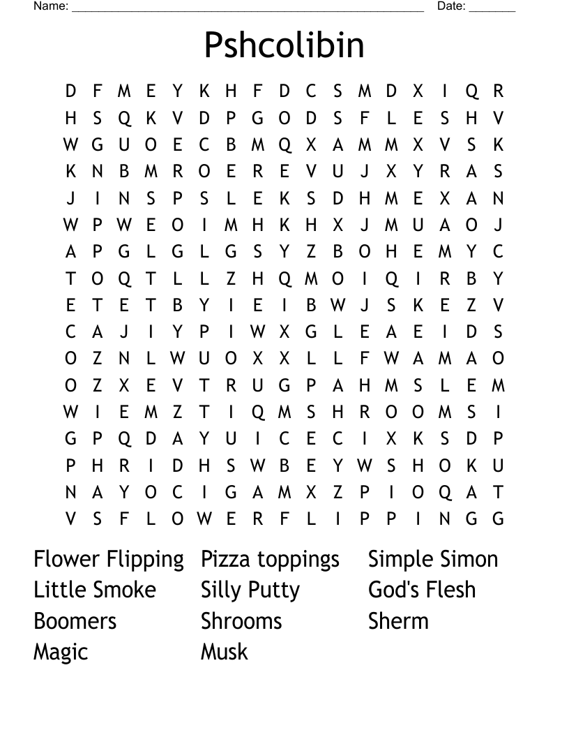 Pshcolibin Word Search