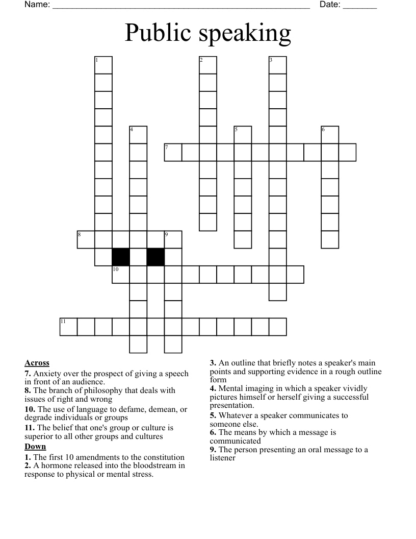 Eloquent Speaker Crossword