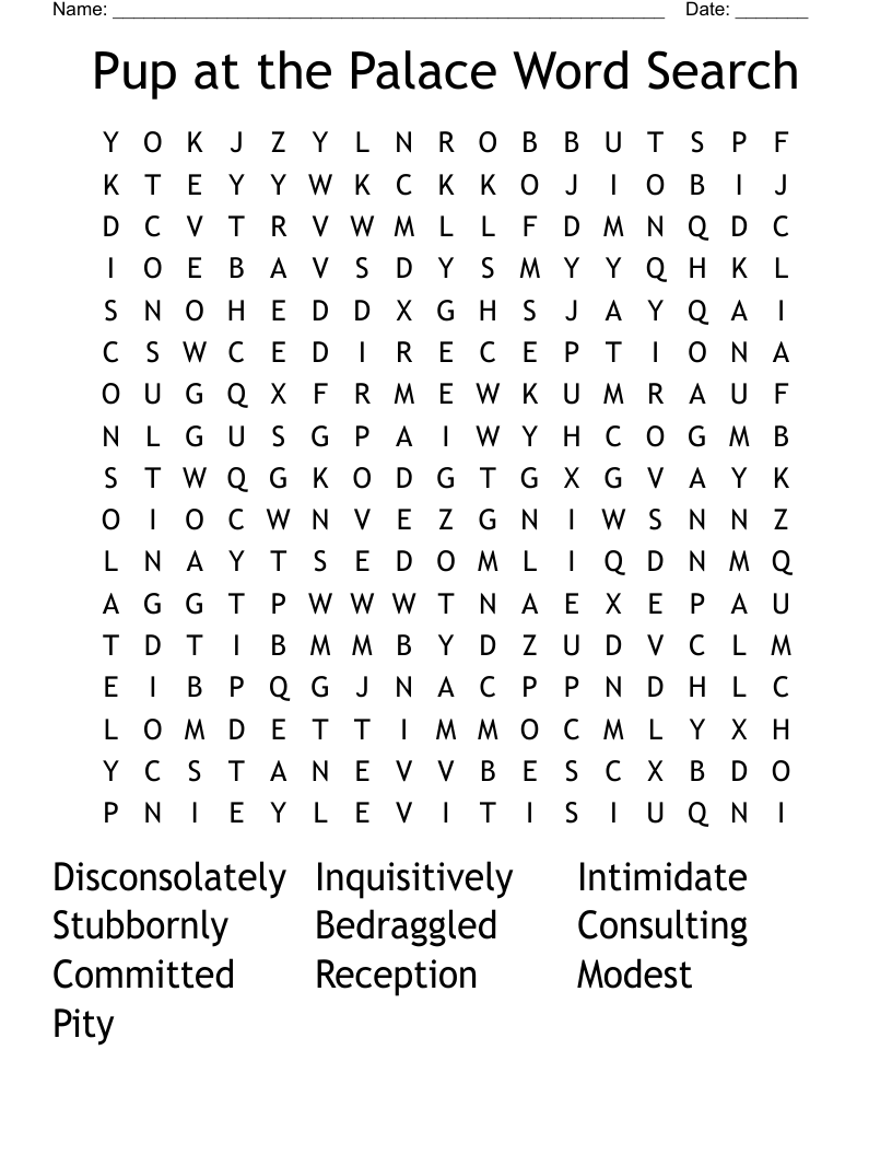 Pup at the Palace Word Search