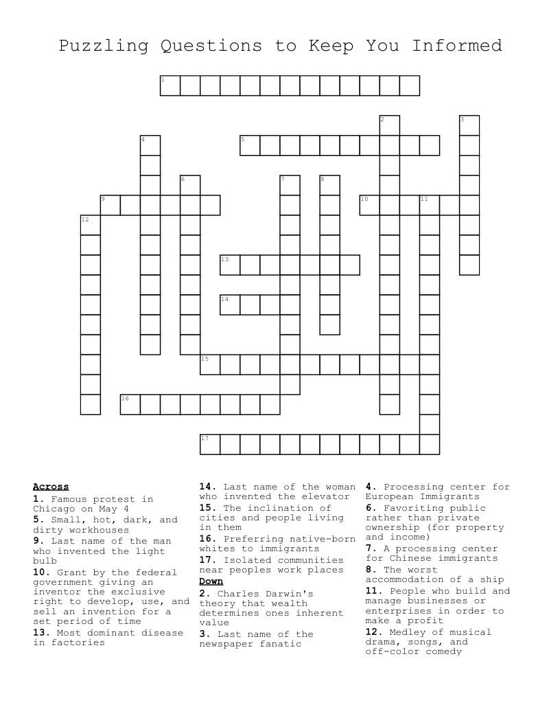 Puzzling Questions To Keep You Informed Crossword WordMint