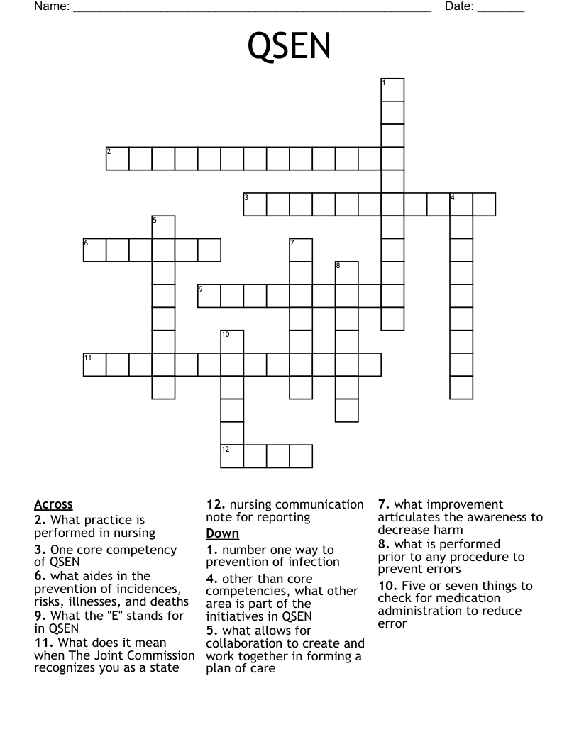 QSEN Crossword